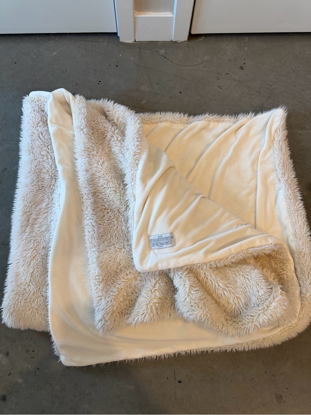 Restoration Hardware Plush Faux Fur Throw - Cream